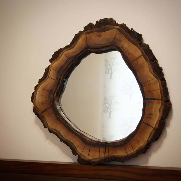 آینه دیواری چوب طبیعی روستیک