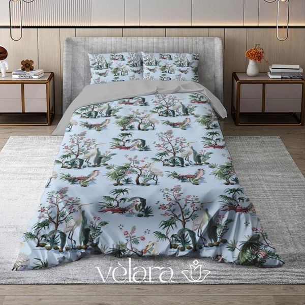 سرویس روتختی پارچه ترک برند ولارا طرح گلوگیاه کد R 312