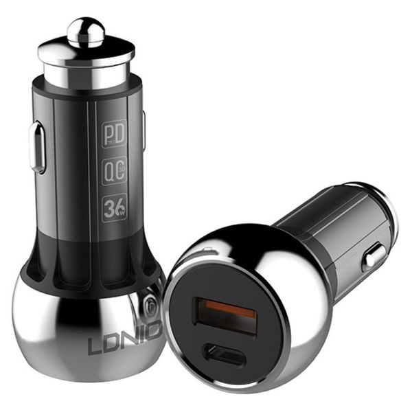 شارژر فندکی فست شارژ LDNIO C1 36W PD+QC3 + کابل Type-C