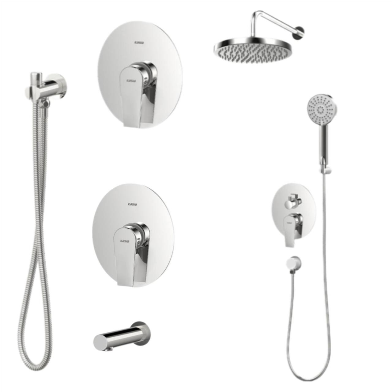 ست شیرآلات کسری مدل فیدل توکار کروم مجموعه 6 عددی(دوش تیپ3-توالت-روشویی)