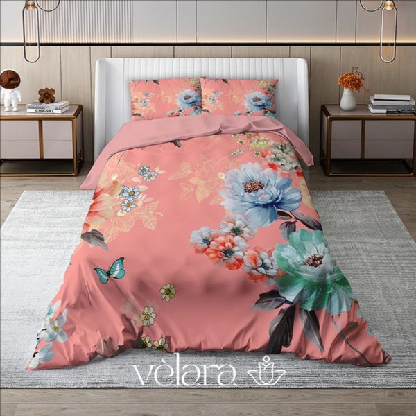 سرویس روتختی پارچه ترک برند ولارا طرح گل و گیاه کد R 182