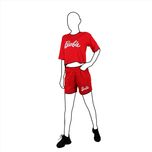 کراپ شورتک پنبه ای طرح ساده رنگ قرمز