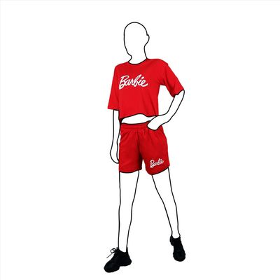 کراپ شورتک پنبه ای طرح ساده رنگ قرمز