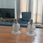 شمعدان رومیزی کریستال گوی کفی شیشه ای ارسال رایگان