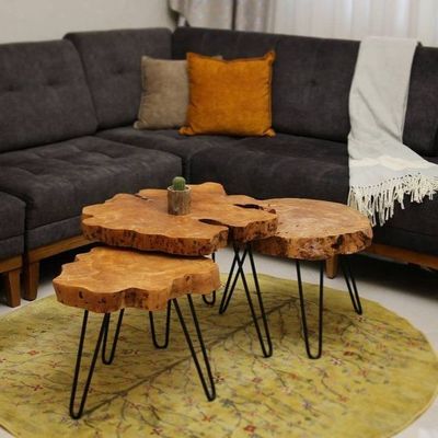 میز سه تکه چوب طبیعی توسکا مدل برکه