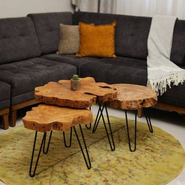میز سه تکه چوب طبیعی توسکا مدل برکه