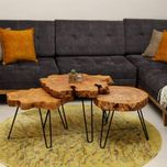 میز سه تکه چوب طبیعی توسکا مدل برکه