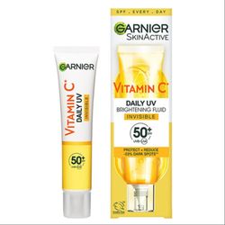 ضد آفتاب فلوئیدی ویتامین c بی رنگ گارنیر spf 50 حجم 40 میل