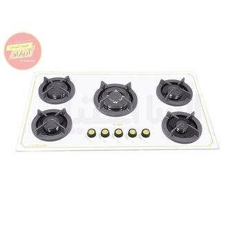 اجاق گاز 5 شعله شیشه ای سفید ایرانی G513 السا استیل