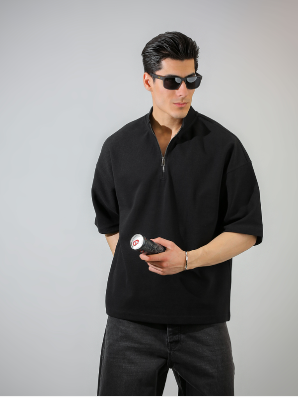 تیشرت یقه گرد نیم زیپ کانفیدنس