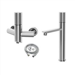 ست شیرآلات کسری مدل کراون رنگ کروم مجموعه 3 عددی(روشویی پایه بلند)