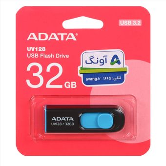 Adata UV128 USB 3.2 Flash Memory-32GB مشکی آبی - (گارانتی پنج ساله آونگ)
