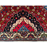 فرش دستباف سایز چهارمتری زمینه لاکی (تمام پشم یلمه طرح مدالی) کد 6085