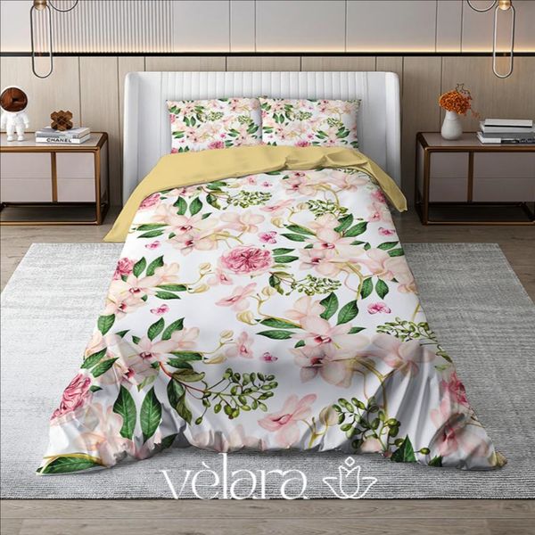 سرویس روتختی پارچه ترک برند ولارا طرح گل و گیاه کد R 228