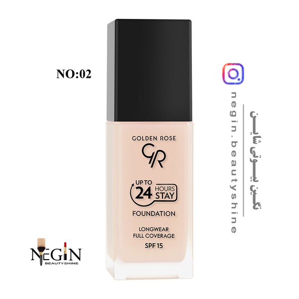 کرم پودر 24 ساعته فول کاور با SPF15گلدن رز اصل (شماره 1 تا 14)