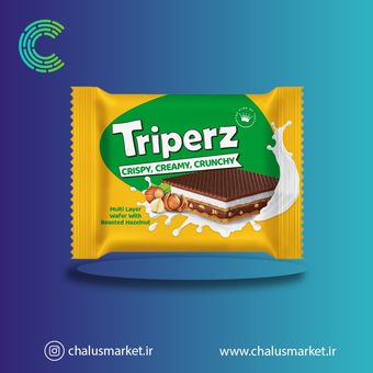 ویفر شیری فندقی با تکه های فندق و روکش شکلات شیری تریپرز - 25 گرم