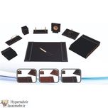 سرویس رومیزی چرمی 8 پارچه قائم کد 509 رنگبندی (قهوه ای-مشکی-سفید )