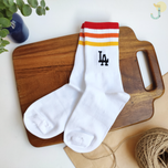 جوراب ساقدار کش انگلیسی یونیسکس طرح LA سه خط رنگی برند دومینو