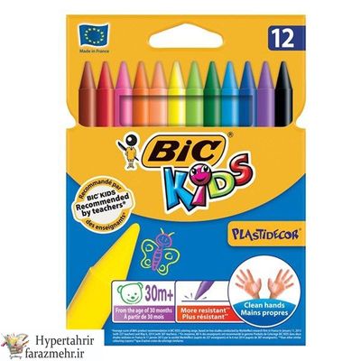 مداد شمعی بیک (BIC ) کیدز پلاست دکور 12 تایی