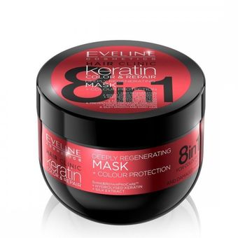 ماسک موی کراتین 8 در 1 اولاین Eveline مدل Keratin Color & Repair حجم 500 میل