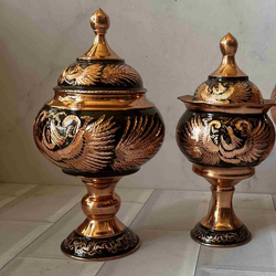 شکلات خوری مسی پایه دار الماس تراش سایز دو