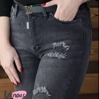 شلوار لی اسکینی زنانه طوسی زاپدار مارک