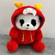 عروسک پولیشی مدل پاندا کلاه دار قرمز 40 سانت