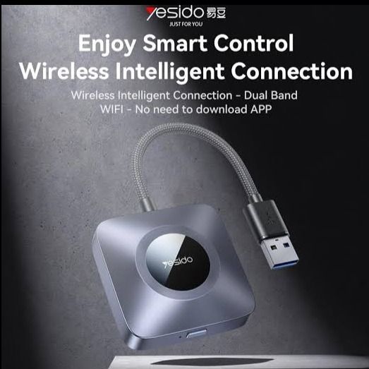دانگل کارپلی وایرلس بی‌سیم یسیدو مدل Yesido KM23 Wireless CarPlay + USB to Type‑C Adapter