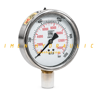 گیج فشار هیدرولیک 1000 بار FIMA ایتالیا صفحه 10 سانت عمودی YN100-1000bar-LA-BSP1/2
