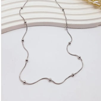 گردنبند زنجیر توپی نقره ای