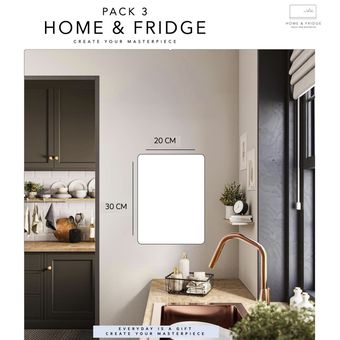 وایت برد مغناطیسی منعطف هوم اندفریج مدل رویخچالی طرح 3 سایز 30x20 سانتی متر به همراه هولدر یخچالی مغناطیسی و مگنت یخچالی