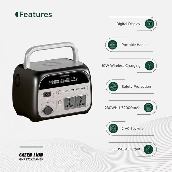 پاور استیشن گرین لاین مدل 72000میلی آمپر 600 وات