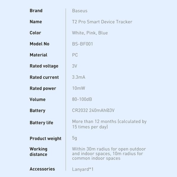 تگ ردیاب هوشمند باسئوس مدل  T2 PRO