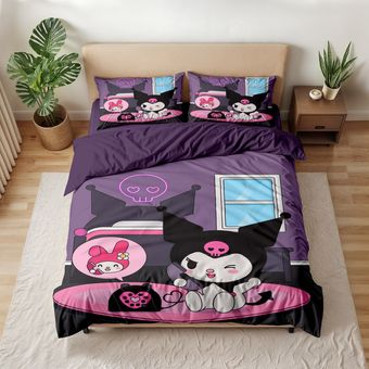 سرویس خواب مدل کرومی kuromi کد melody2  یک نفره 5 تکه