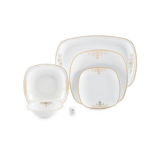 سرویس غذاخوری 98 پارچه 12 نفر چینی زرین ایران مدل کواترو مونت کارلو درجه عالی