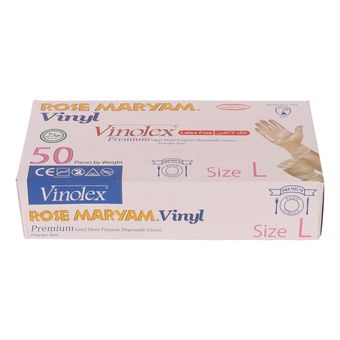 دستکش یکبار مصرف رز مریم مدل وینولکس L بسته 50 عددی