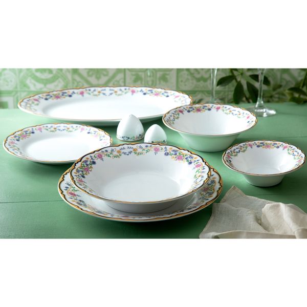 سرویس غذاخوری 102 پارچه 12 نفر چینی زرین ایران مدل گلستان سری ایتالیا اف درجه عالی