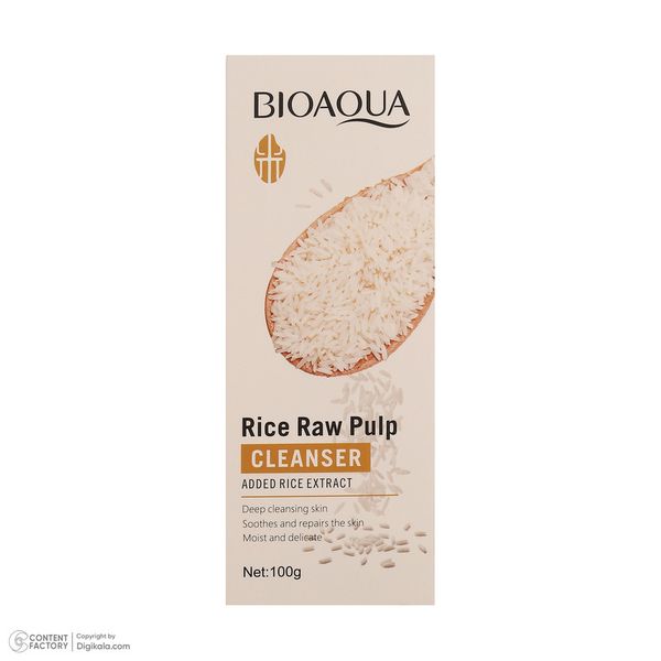 فوم شستوشوی صورت بی آکوا مدل Rice Raw مناسب برای انواع پوست وزن 100 گرم