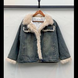 کاپشن جین خزدار 33310