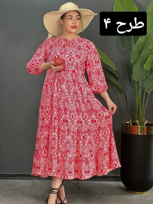 پیراهن فلور چین دار کد 1520