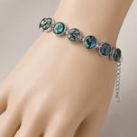 دستبند سنگی زنانه مدل صدف آبالون درخشش رنگین‌کمانی کد 55