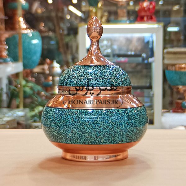 قندان مس و فیروزه بزرگ