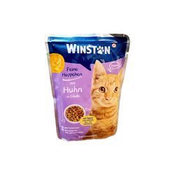 پوچ گربه وینستون مدل گوشت مرغ و تخم مرغ وزن 100 گرم