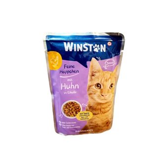 پوچ گربه وینستون مدل گوشت مرغ و تخم مرغ وزن 100 گرم