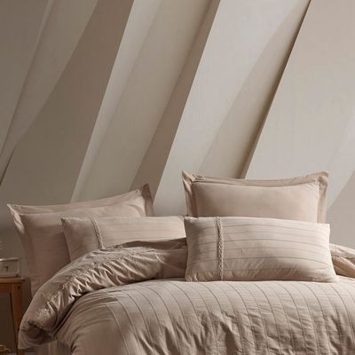 ست روتختی کاوری شش تکه گیپوردوزی شده نسکافه ای مدل Jasmin Bej برند Saheser ترکیه