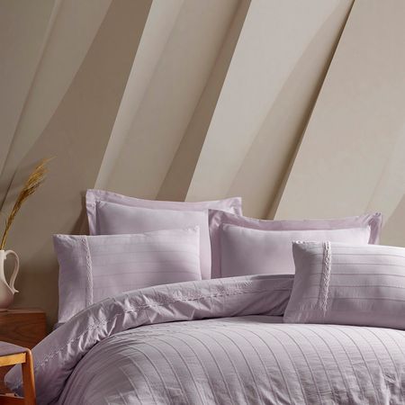 ست روتختی کاوری شش تکه گیپوردوزی شده یاسی مدل Jasmin Lila برند Saheser ترکیه