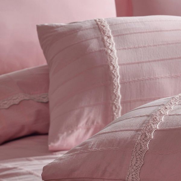 ست روتختی کاوری شش تکه گیپوردوزی شده صورتی مدل Jasmin Pudra برند Saheser ترکیه