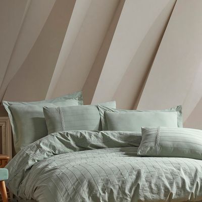 ست روتختی کاوری شش تکه گیپوردوزی شده سبز مدل Jasmin Yesil برند Saheser ترکیه