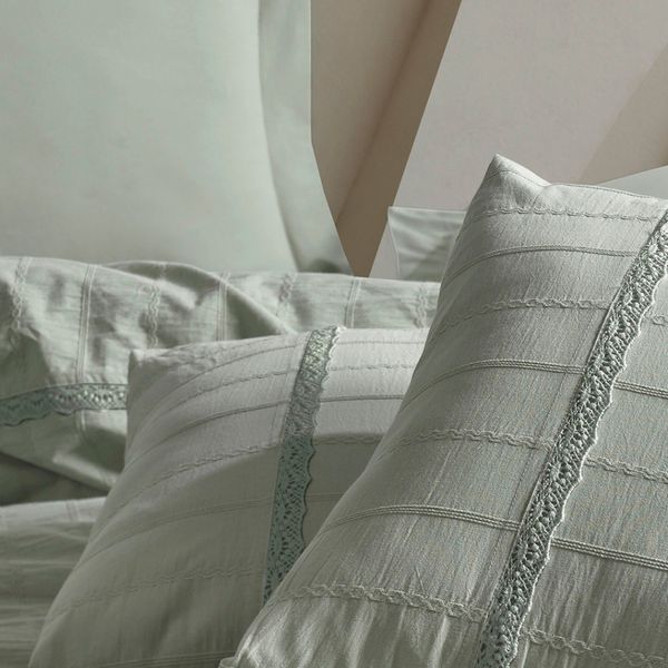 ست روتختی کاوری شش تکه گیپوردوزی شده سبز مدل Jasmin Yesil برند Saheser ترکیه