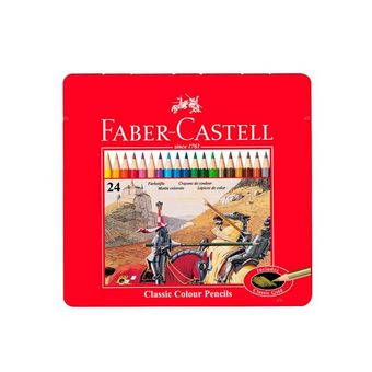 مداد رنگی 24 رنگ فابر-کاستل مدل Classic جعبه فلزی